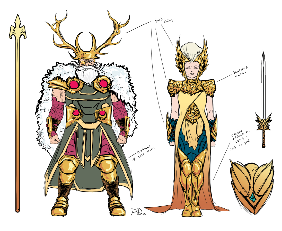 Freya and Odin designs by Russell Dauterman