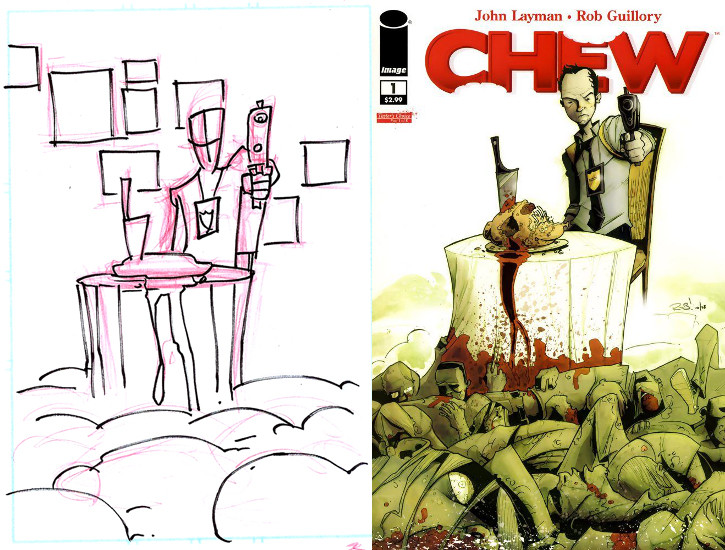 Chew #1 Cover Sketch and Final